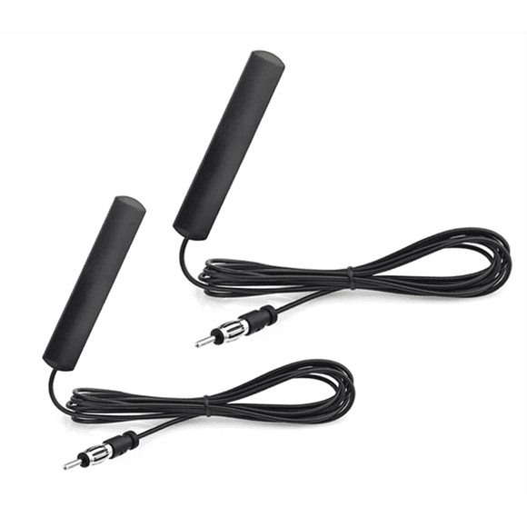 JETO Paquete de 2 Radio FM Oculta para Auto Antennas, Cable de 5 M Potenciador de Señal Parche DIN Antena para Auto RV Camión Estéreo Marino Radio
