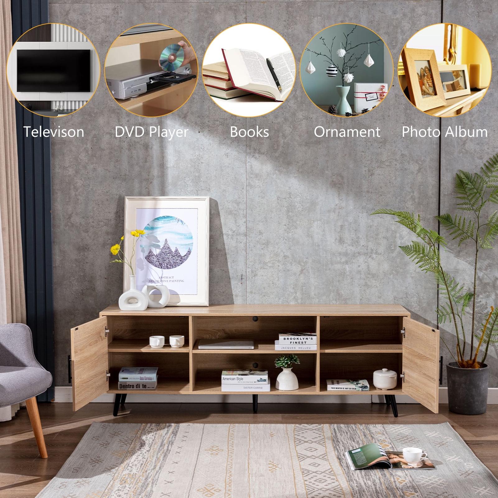 70 inch mid century 2024 modern tv stand