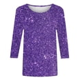 thumbnail image 4 of Fengactive 3/4 Length Sleeve Womens Tops Casual Sparkly Glitter Shirt Loose Crewneck Sequin Tops Fashion Summer Shirts, 4 of 5