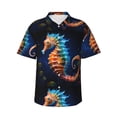 thumbnail image 1 of Balery Yellow Fish Seahorse Camisas hawaianas de manga corta para hombre, camisas playeras de corte holgado, camisas de vacaciones con botones,X-Large, 1 of 7
