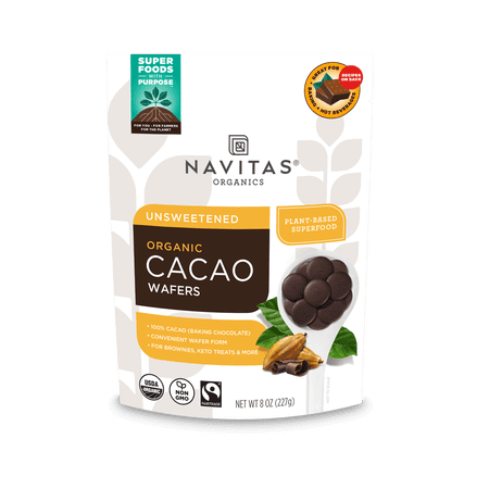 (Pack of 6), Navitas Unsweetened Organic Cacao Wafers, 8 oz