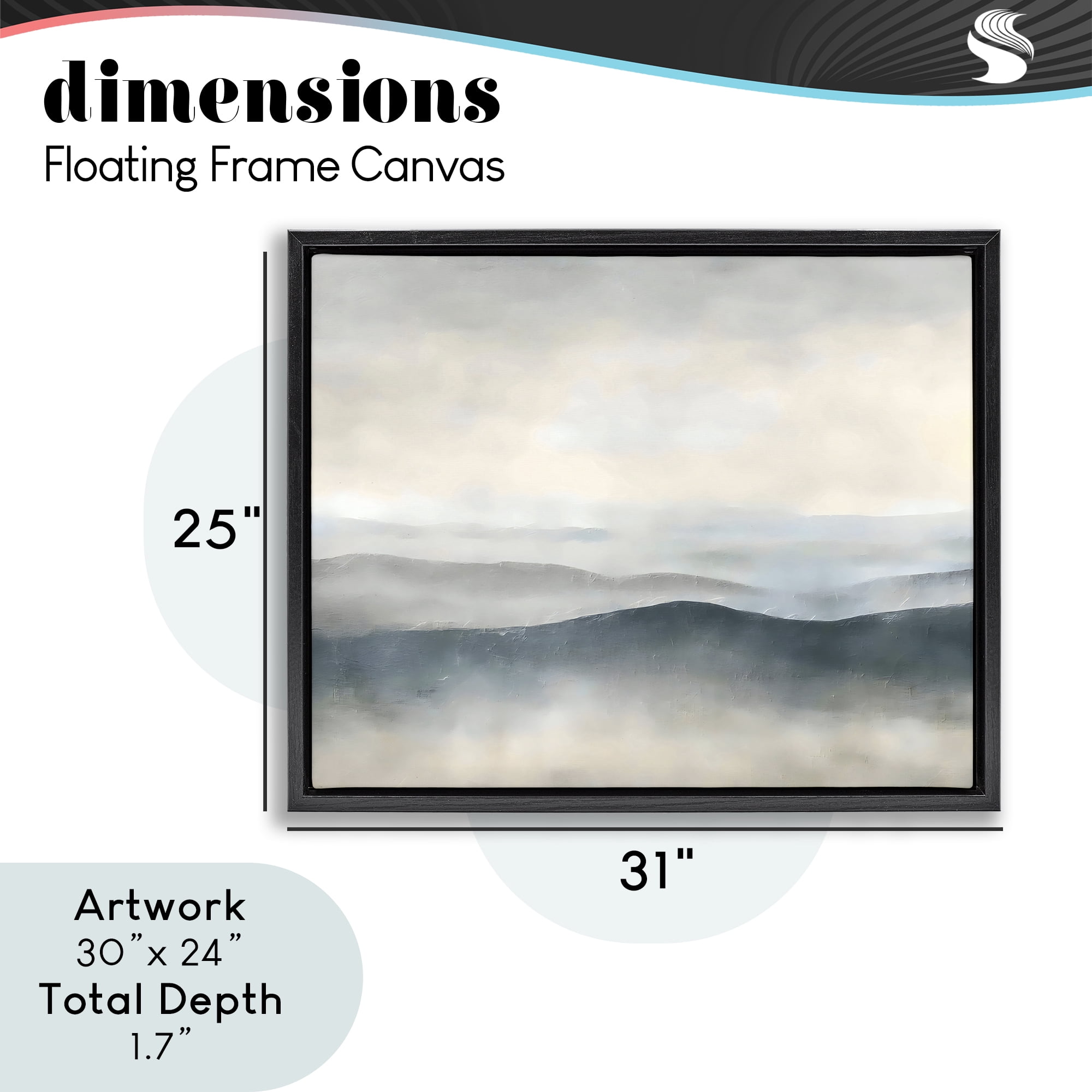 Stupell Industries Muted Horizon Serenity Black Framed Floater Canvas Wall Art, design by Riley B