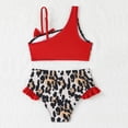 thumbnail image 4 of ZXLBBD Girl Swimsuits 2 Piece One Shoulder Cute Floral Print Tankini Top and Ruffle Trim Bottoms for Toddler Kids Casual Beah Swimming, 4 of 7