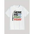 thumbnail image 4 of Men's "Here Fishy Fishy" Graphic Tee - Casual Black Cotton T-Shirt with Colorful Fishing Rod Print, Round Neck, Short Sleeve - Ideal for Summer Outdoor Activities, Fishing Gear, 4 of 7