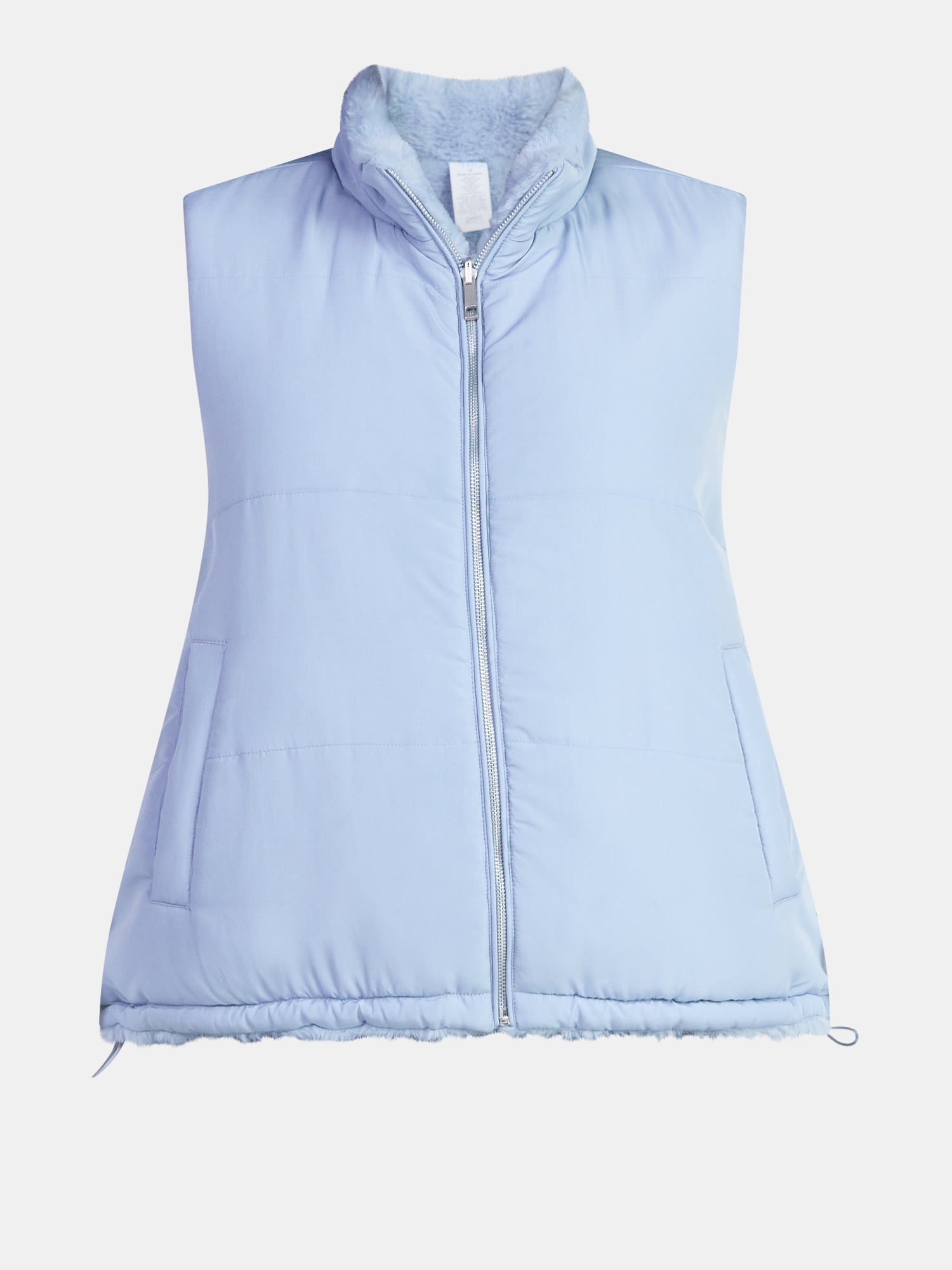 Time and Tru Women's and Women's Plus Faux Fur Reversible Vest, Sizes XS-2X