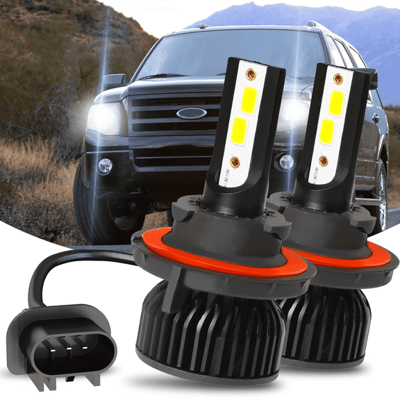 OBNDVU 2pcs Super Bright H13 9008 White LED Headlight Bulbs High Low Beam Replacement for 2007-2014 Ford Expedition