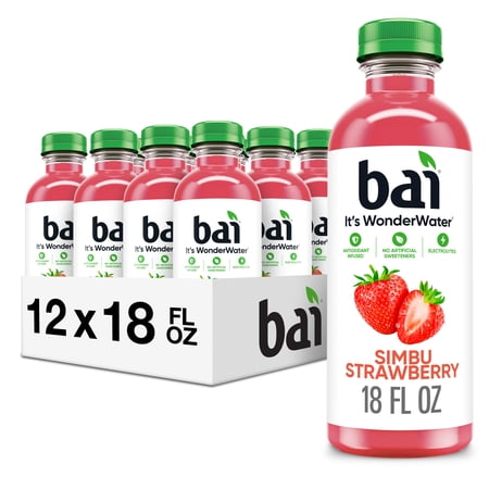 Bai Simbu Strawberry Antioxidant Infused Water Beverage, 18 fl oz, 12 Pack Bottles