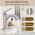 thumbnail image 4 of Wowkk Brass Bathroom Faucets Brushed Nickel Bathroom Sink Faucets Single Handle Vanity Faucets Pop-Up Drain Included, Modern RV Faucets with Water Supply Line and Deck Mount 1 or 3 Hole, 4 of 10