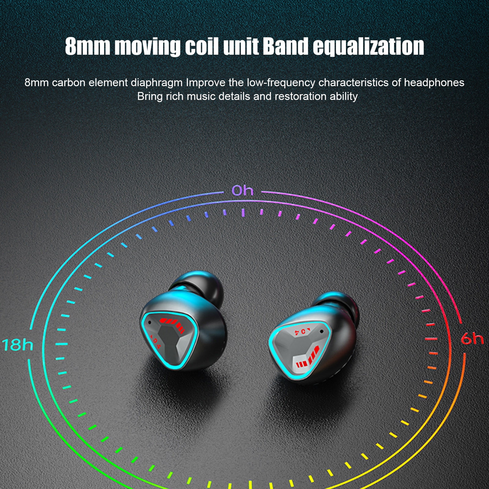 Bluetooth Headphones True Wireless Earbuds 60H Playback LED Power Display Earphones with Wireless Charging Case IPX5 Waterproof in-Ear Earbuds with Mic for TV Smart Phone Laptop Computer Sports,Black