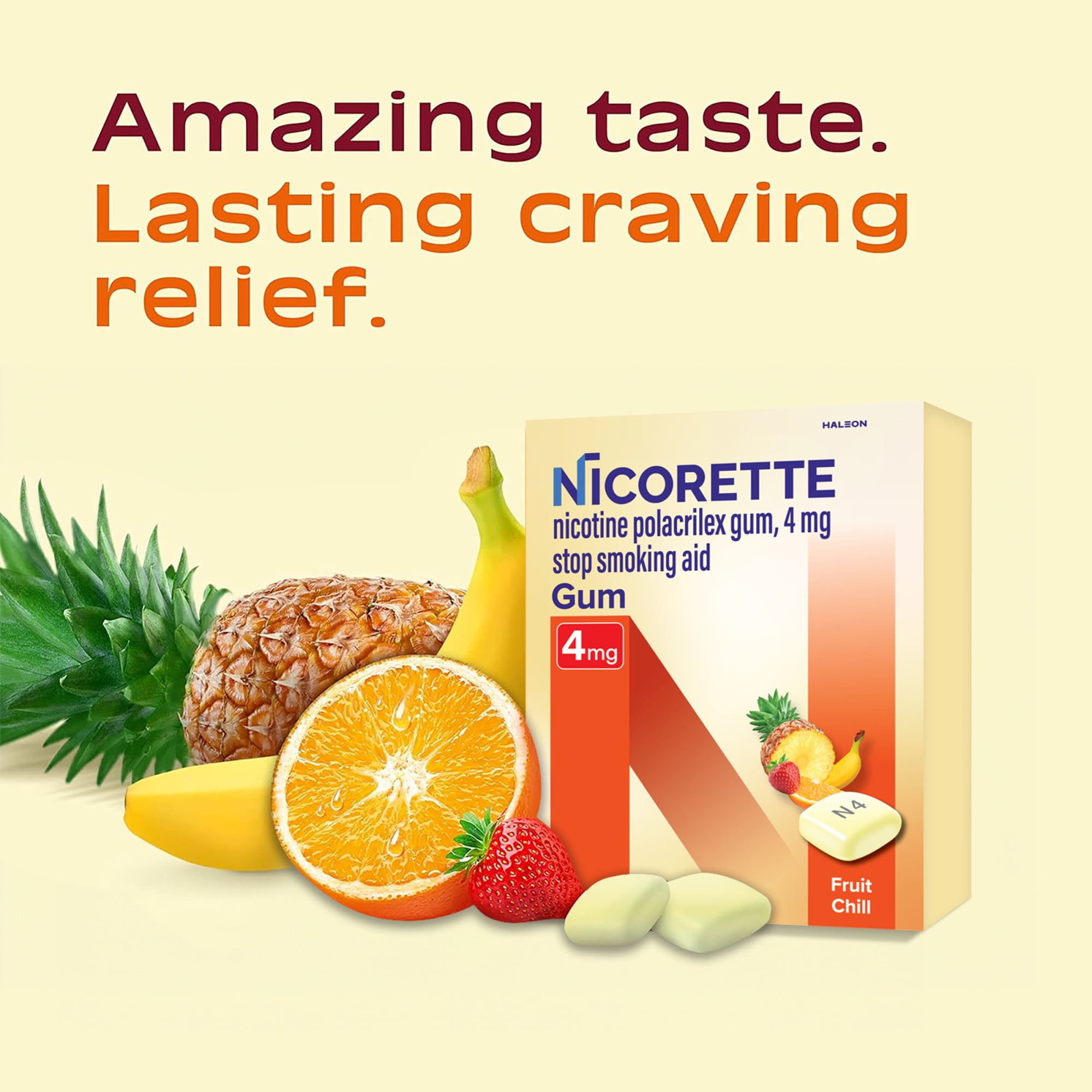 (2 pack) Nicorette Nicotine Gum, Stop Smoking Aids, 4 Mg, Fruit Chill, 160 Count