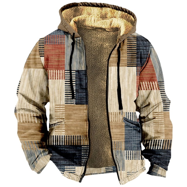 Men's Print Jacket Men's Spring And Autumn Casual Trend Zipper Hooded Jacket 2XL