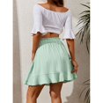 thumbnail image 4 of Minifalda con dobladillo con volantes para mujer, dobladillo Irregular de moda de verano, minifalda de cintura alta de Color puro para mujer, verde L, 4 of 7
