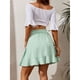 thumbnail image 4 of Minifalda con dobladillo con volantes para mujer, dobladillo Irregular de moda de verano, minifalda de cintura alta de Color puro para mujer, verde L, 4 of 7
