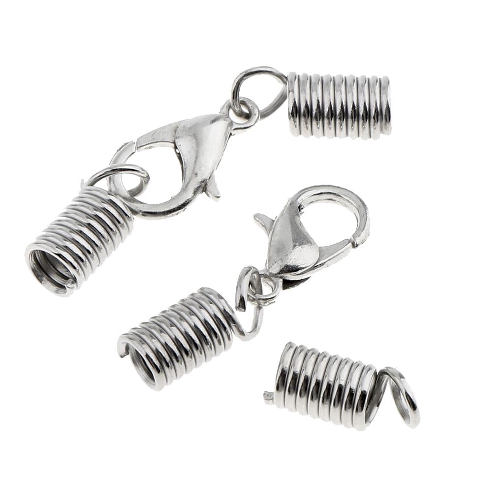 Milageto 4X 20 Pcs Lobster Claw Clasps Leather Spring Clasp Crimp Clip Ends Set - Silver