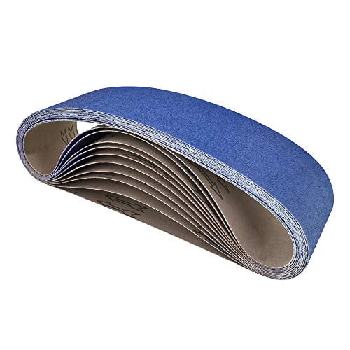 POWERTEC 443612Z-3 4” x 36” Sanding Belts, 120 Grit Zirconia Metal Grinding Sand Paper – 3 Pack