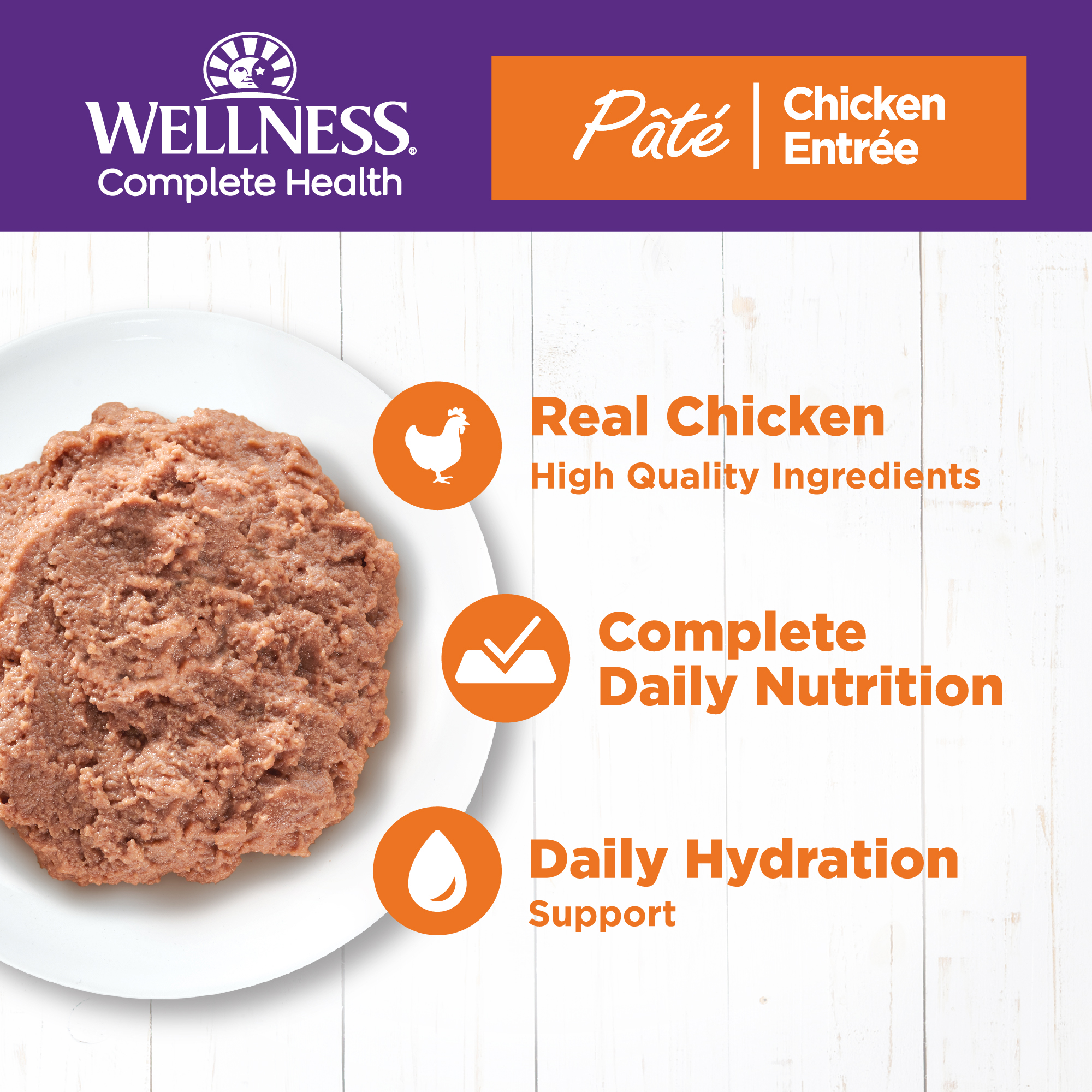 Wellness Complete Health Grain Free Canned Cat Food, Chicken Pate, 12.5 Ounces (Pack of 12) - image 2 of 9