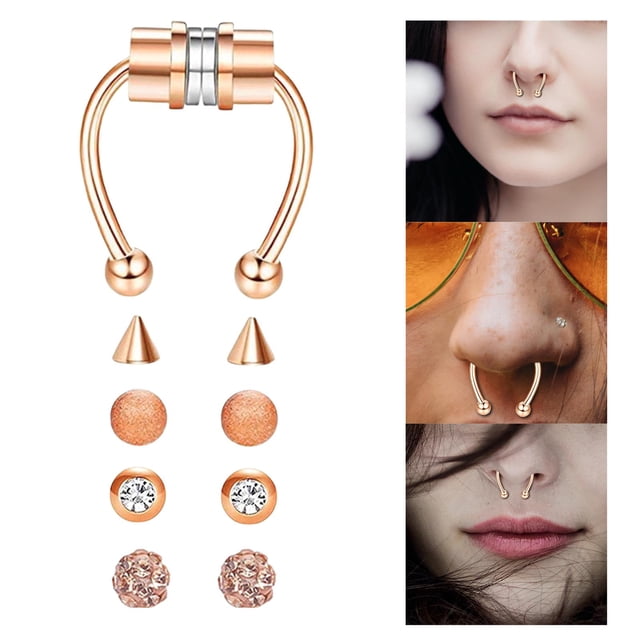 Anillo Piercing falso magnético Anillos de tabique de moda Clip para hombres Yinane Anillo de nariz falso