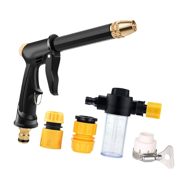 Rociador de agua para manguera de jardín con 3 boquillas de 1/4 de pulgada, conector rápido ajustable con botella