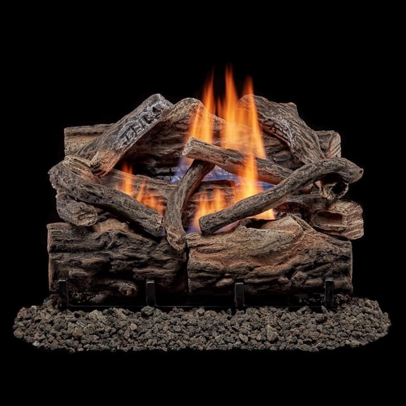 Bluegrass Living Vent Free Dual Fuel Gas Log Set, 18 in. Rustic Oak, 30,000BTU Remote Control-Model-B18DR-UL4