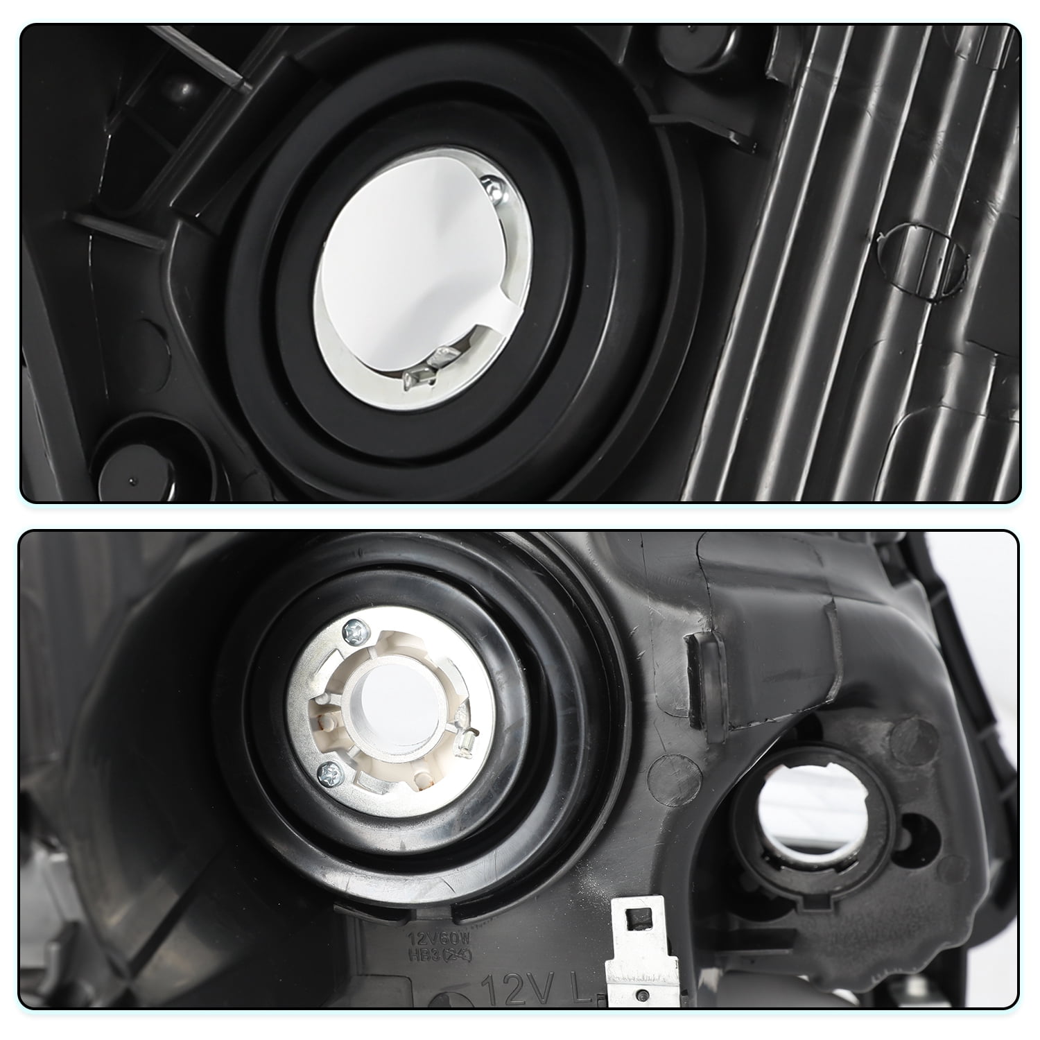 For 2008 2009 2010 2011 2012 Honda Accord Sedan Black Amber Headlights Pair