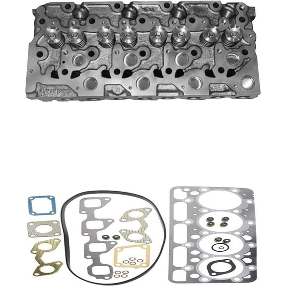Seapple Complete Cylinder Head With Valves + Upper Gasket Set Compatible with Kubota Bobcat 773 337 341 S175 S185 T190 Engine