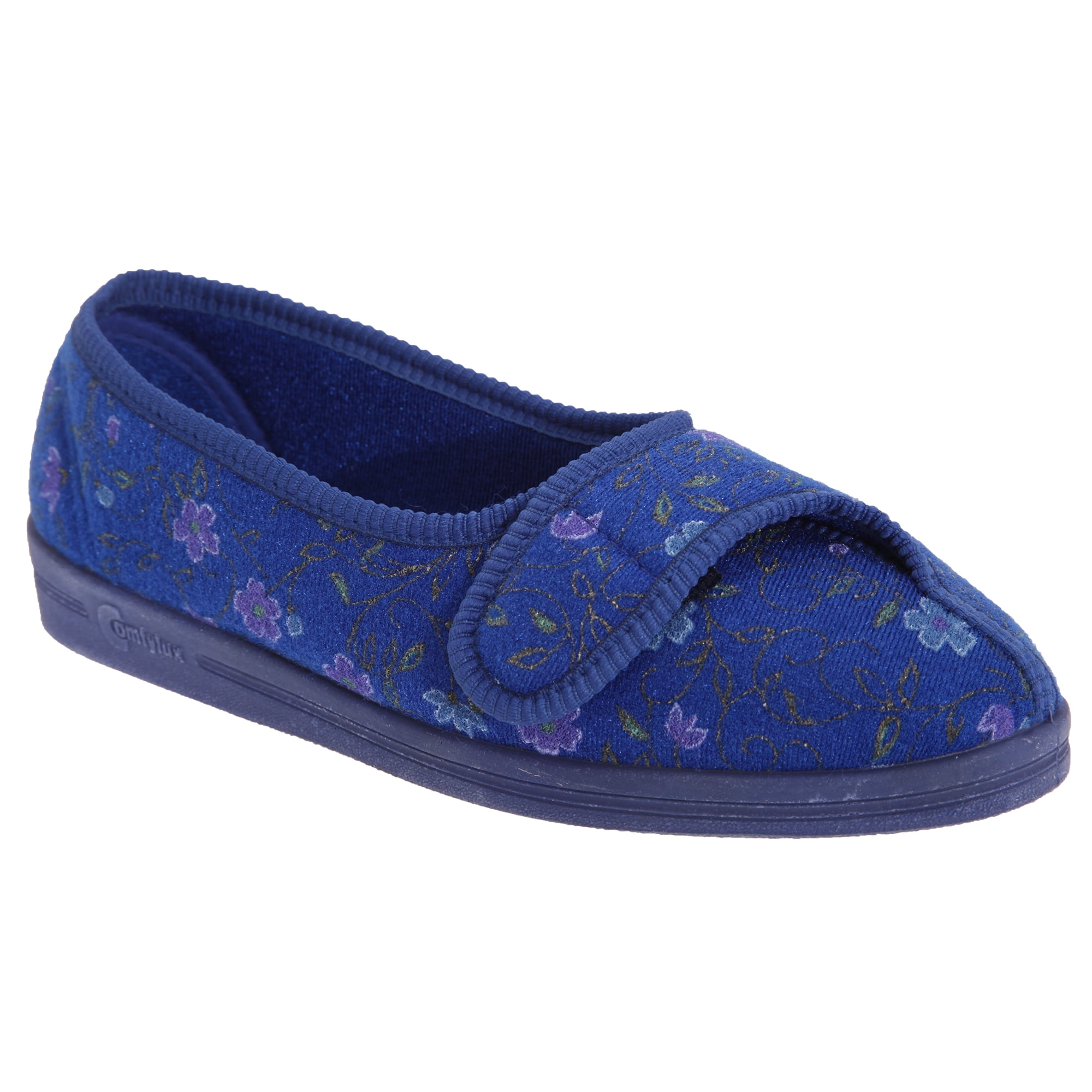 NEW SLEEPERS JOLENE WOMENS TOUCH FASTENING HEATHER EMBROIDERED SLIPPER SLIPPERS 