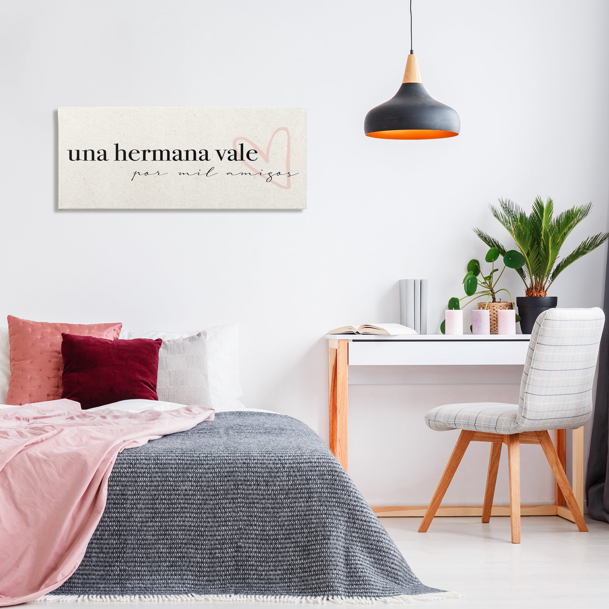 Stupell Industries Una Hermana Vale Inspirational Quotes & Sayings Painting Wrapped Canvas Art Print Wall Art, 40 x 17