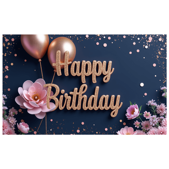 Elegant Floral Birthday Party Banner Decorative Background for Celebration Indoor Decoration Event