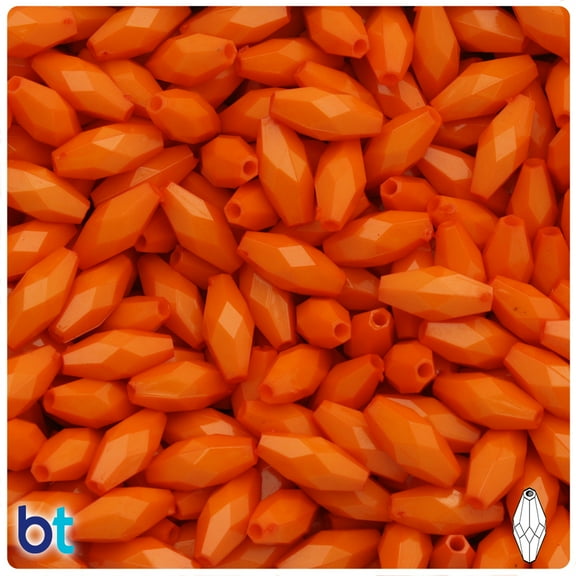BeadTin Orange Opaque 15mm Faceted Bicone Acrylic Beads (200pcs)