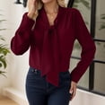 thumbnail image 5 of Long Sleeve Shirts for Women Elegant Tie Neck Blouse Long Sleeve Soft Tunic Top with Bow Detail Outfits Modern, 5 of 9