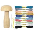 thumbnail image 2 of Mush Room Knit Patch With Large Eye Needles 10 Color Threads For DIY Weaving Darning For Beginners Mending Jeans Socks, 2 of 8
