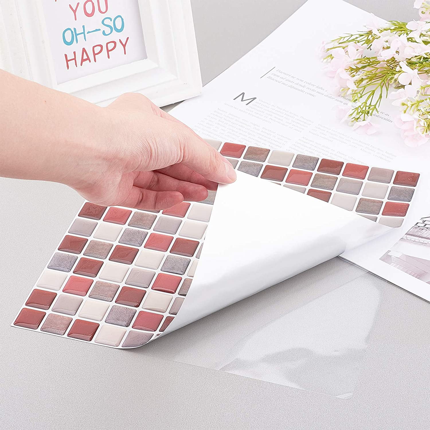 5Sheet 3D Mosaic Tile Sticker Peel and Stick Backsplash Tile Kitchen Mosaic Wall Tiles Self-Adhesive DIY Backsplash