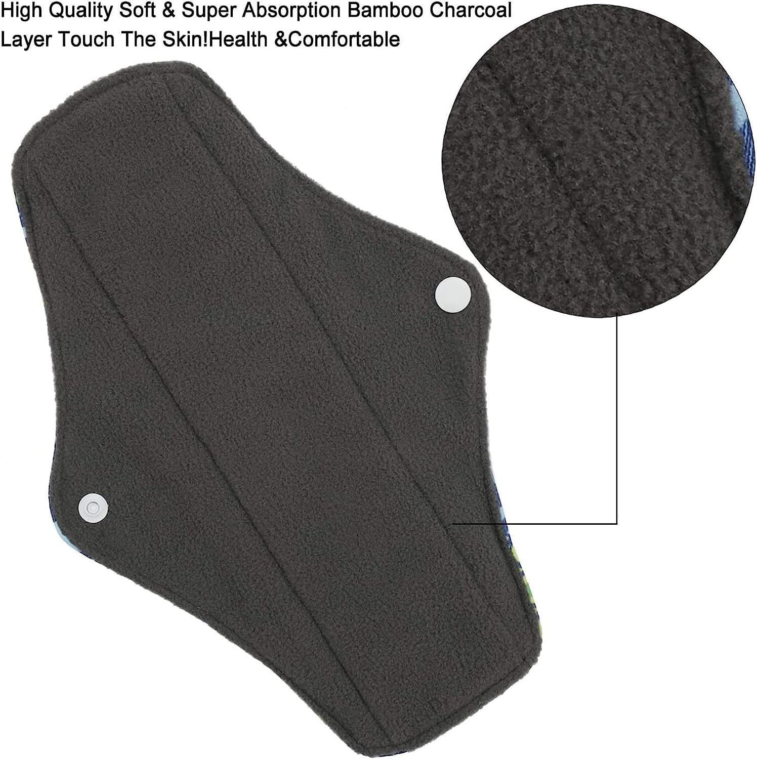 Women's Reusable Menstrual Pads, Bamboo Charcoal Incontinence Pads
