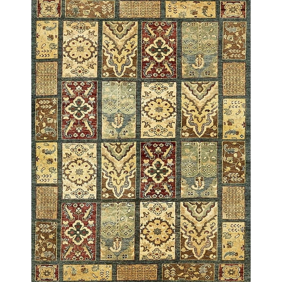 Ahgly Company Machine Washable Indoor Rectangle Abstract Chrome Gold Yellow Area Rugs, 5' x 7'