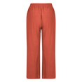 thumbnail image 4 of Women Fashion Solid Color Cotton Flax Elastic Long Pants Beach Leisure Trousers, 4 of 4
