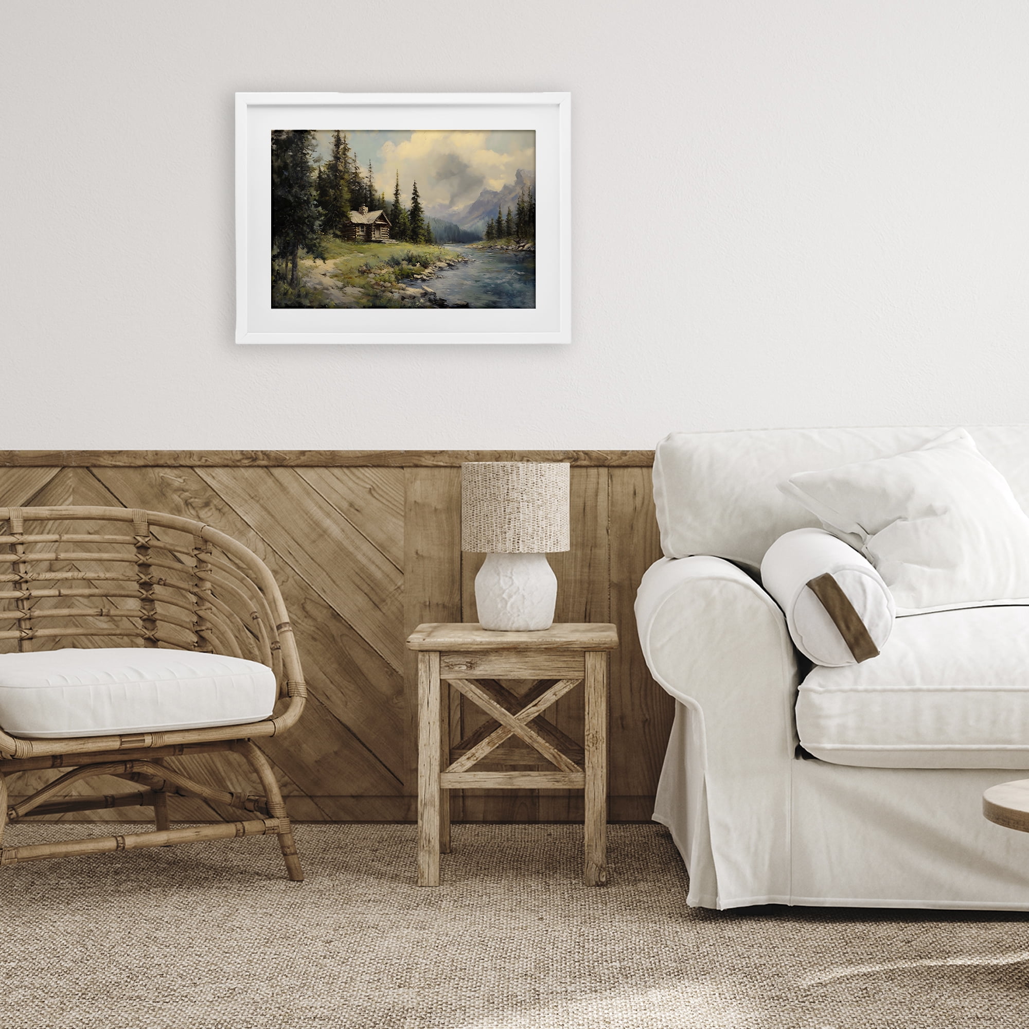 Stupell Industries Creek Cabin Riverside Retreat White Framed Print Under Glass, design by Franklyn Gregory