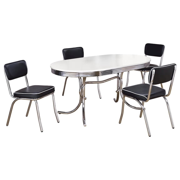 Plethoria Home Midge White 5-piece Oval Dining Table Set and Black
