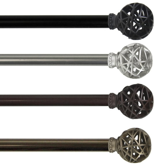 13/16 inch Ruston Curtain Rod 120-170" - Black