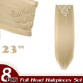 thumbnail image 2 of Straight Full Head Clip in Hair Extensions Synthetic 8 Pieces 18 Clips Hairpiece for Women, 2 of 5