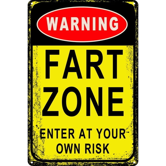 Fart Zone Warning Enter at your own Risk 8 x 12 in. Decoration Plaque for Business Home Bar Room Garage Garden Man Cave Funny Alert Style