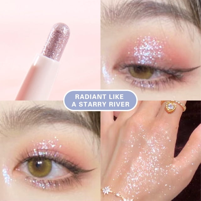 Xihbxyly Lápiz de Sombras de Ojos Galaxy Silkworm con Ojos Llorosos, Barra Iluminadora Perlada, Maquillaje para Principiantes, Look Radiante, Glamour Diario, 1 Barra de Sombras de Ojos
