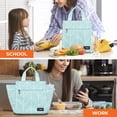 thumbnail image 5 of OPUX Lunch Bag for Women, Insulated Lunch Box Tote for Girls Work School Men Kids Office, Thermal Soft Small Lunch Cooler Bag for Picnic Travel with Pocket, Fits 12 Cans - Chevron Teal, 5 of 7