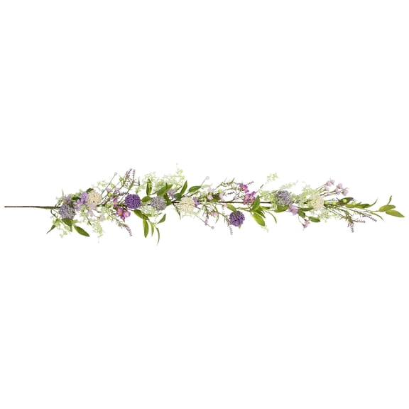 Northlight Artificial Wildflower and Berry Spring Garland, Purple, 5 ft