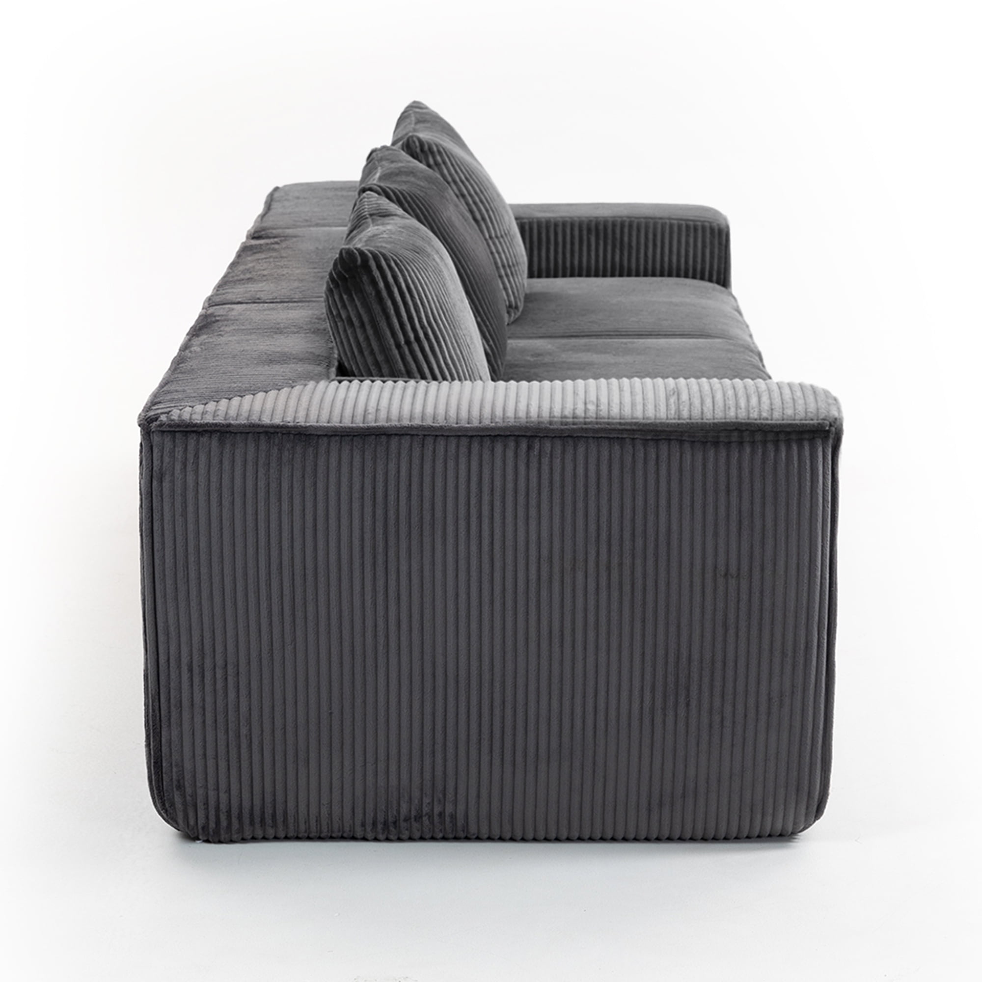 Demi Bonn 111" Modular Sectional Sofa Couchesk, Corduroy 3 Seat Couch Memory Foam Couches for Living Room, Cloud Couch, Gray