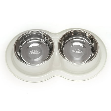 Totally Pooched Stainless Steel Double Diner with Non-Slip Melamine Base