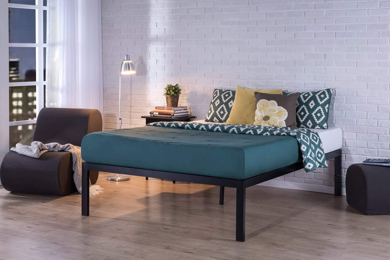 Photo 1 of Zinus Lorrick Quick Snap TM 18 Inch Platform Bed Frame / Mattress Foundation / With Less than 3 Inch Spacing / Wooden Slat Support / No Bolts or Nuts / Easy Assembly, Full