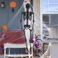 thumbnail image 2 of AQQW Halloween Skeleton Decoration, 5.4ft Poseable Life-Size with Glowing Eyes, Suitable for Cemetery, Haunted House, Pirate Theme and Other Holiday Props Decoration - Indoor/Outdoor Use (Black), 2 of 8