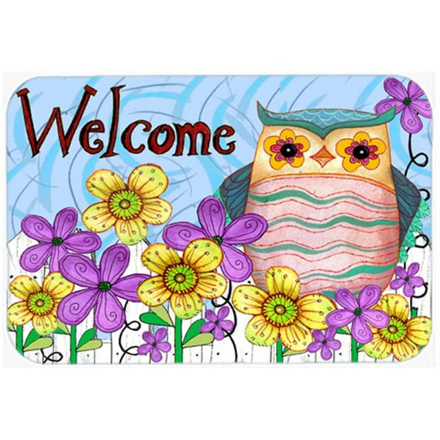 Carolines Treasures PJC1095LCB Welcome Owl Glass Cutting Board- Large