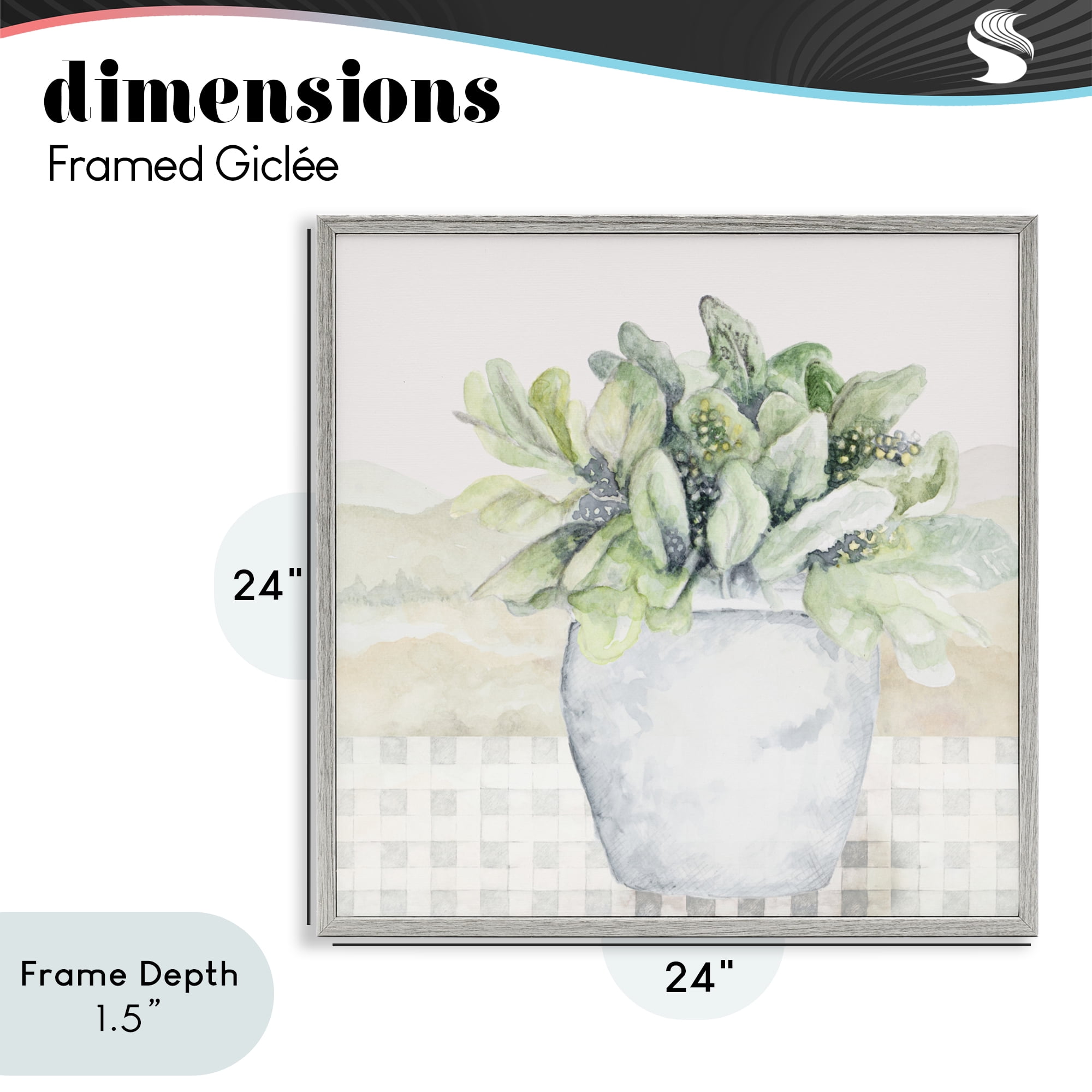 Stupell Industries Potted Farm Herbs Arrangement Gray Framed Giclee Art, design by Janice Gaynor