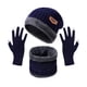 thumbnail image 4 of Conjunto de 3 piezas para mujer adulta con gorro acolchado de terciopelo suave, bufanda y guantes de pantalla táctil de color sólido, 4 of 6